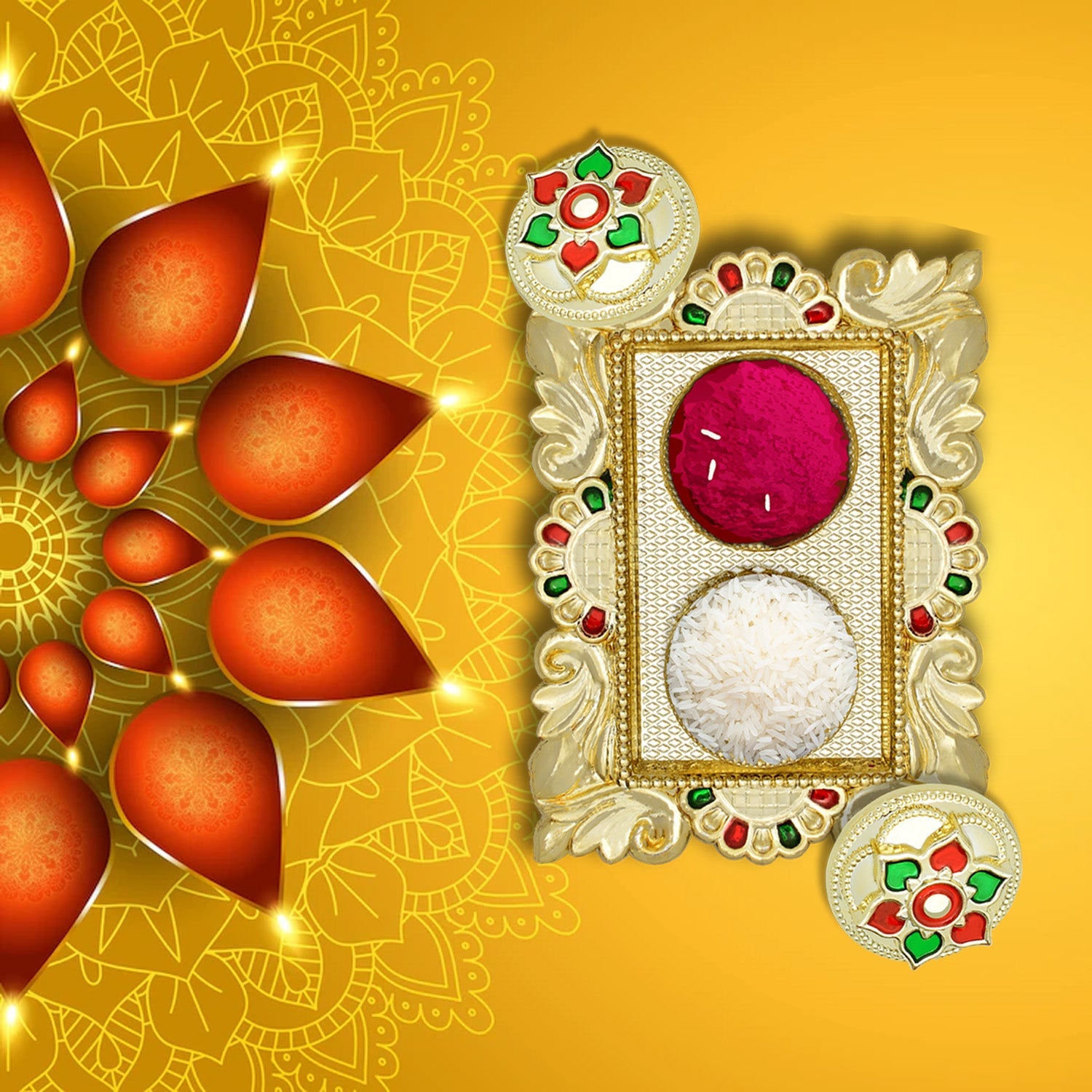 5996 Rakasha Bandhan Special Puja Thali, Kumkum Thali Holder, Pooja Return Gift, Indian Housewarming Gifts, Brother/Bhai/Bhabhi/Sister/Family Rakhi for Rakshabandhan 5996 Rakasha Bandhan Special Puja Thali, Kumkum Thali Holder, Pooja Return Gift, Indian Housewarming Gifts, Brother/Bhai/Bhabhi/Sister/Family Rakhi for Rakshabandhan